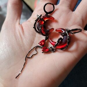 Red Crescent Blood Moon Earrings